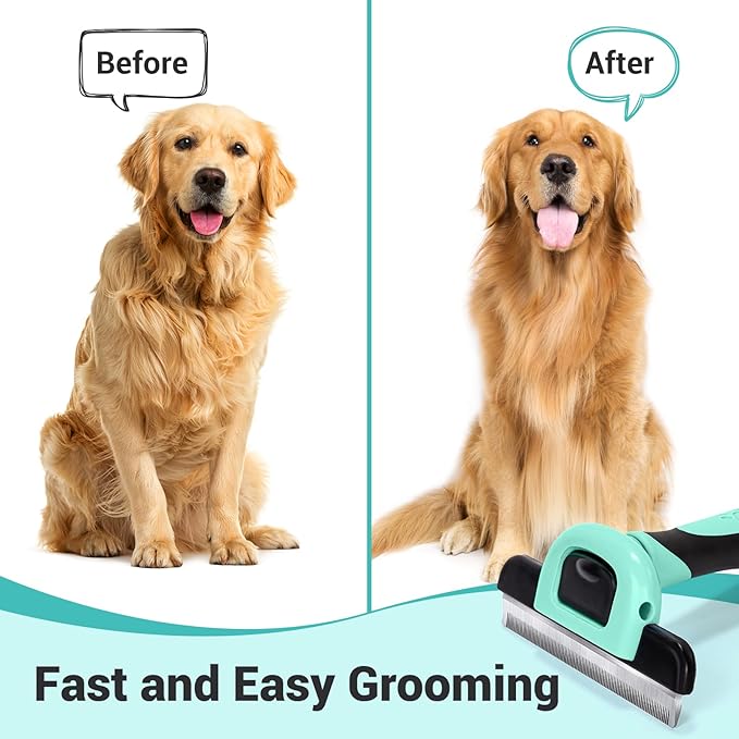 MIU COLOR Pet Grooming Brush, Deshedding Tool for Dogs & Cats, Effectively Reduces Shedding by up to 95% for Short Medium and Long Pet Hair,Spring Green