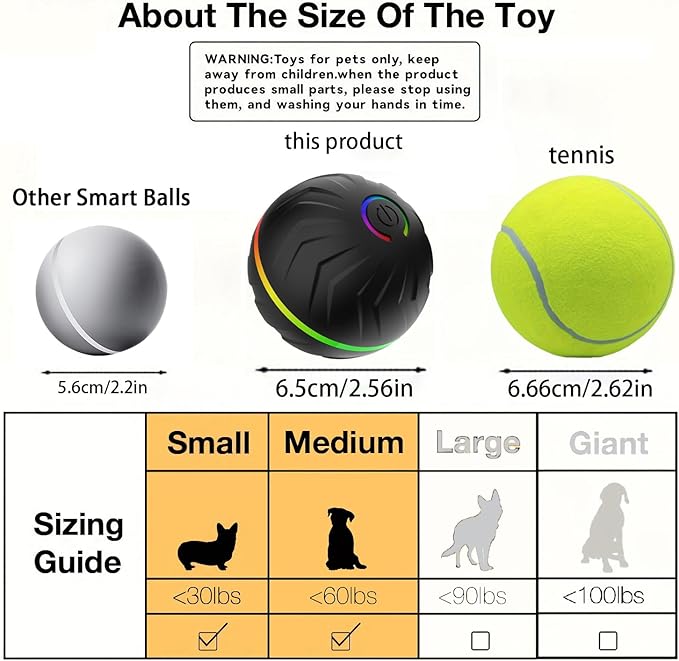 Interactive Dog Toys Dogs Ball,Moving Dog Toy with Touch Activated,Anti Boredom Dog Toys for Small Medium Dogs,Tough Motion Activated Automatic Vibrating Dog Ball,USB Rechargeable (Blue)