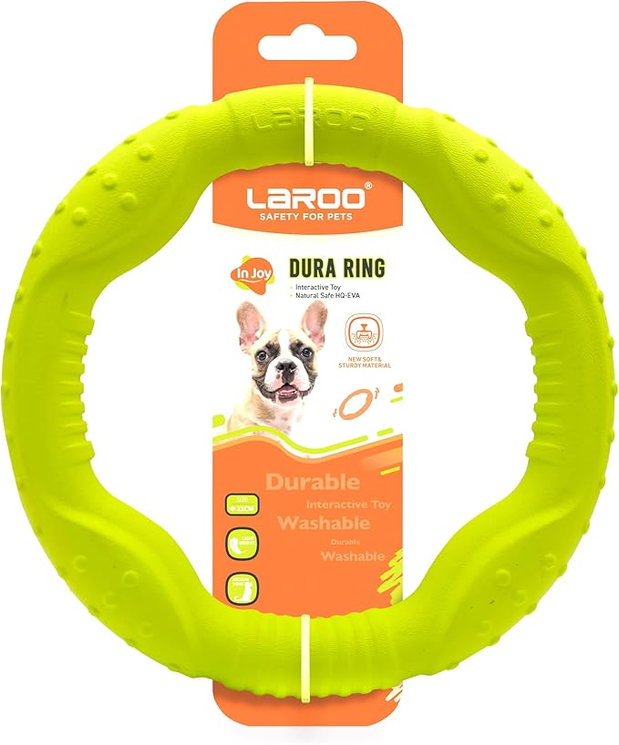 LaRoo Dog Flying Ring Toys, Floating Flying Dog Disc Toys, Summer Pet Training Outdoor Durable Chew Toys for Medium and Large Dogs (Medium Green/22cm)