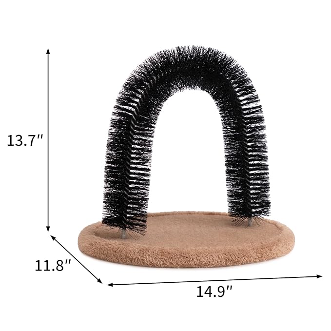 Hollypet Self Grooming Massager and Scratcher Toy - Cat Arch Brush for Back Grooming, Hair Cleaner Pads