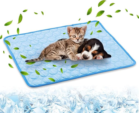 Dog Cooling Mat,2025 New Pet Cooling Mats,Washable Portable Pet Coolings Pad for Dogs & Cats Sleeping Mats for Summer,Portable Dog Cool Bed for Home & Outdoor, Keep Cool (Blue-S-20×16")