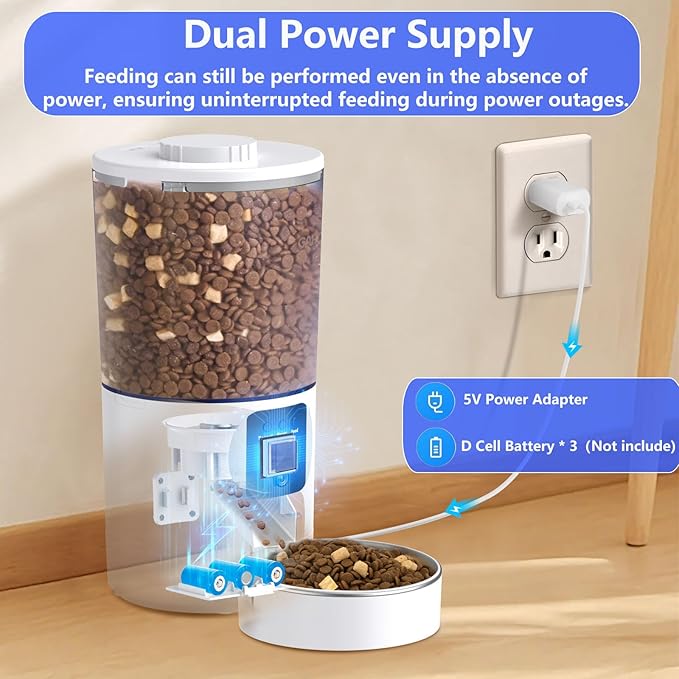 Automatic Cat Feeder with Camera and App, 6.5L 1080P HD Timed Pet Feeder, Automatic Dog Feeder with 2-Way Audio for Cats/Small Dogs, Cat Food Dispenser with Night Vision/Motion Alerts, WiFi 2.4G/5G