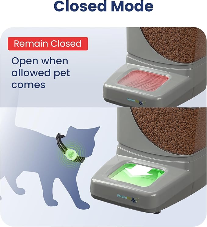 PortionPro Rx Upgraded RFID Automatic Pet Feeder, New Tag with Silicone Loops - Prevents Food Stealing, Perfect for Prescription Diets, Schedules Meals (Cats & Dogs)