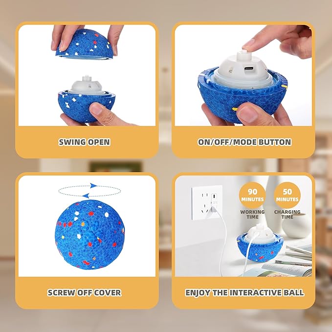 Smart Interactive Dog Toy Ball,Moving Bouncing Dog Ball, E-TPU Material, IPX4 Waterproof, Active Rolling Balls for Small Medium and Large Dogs