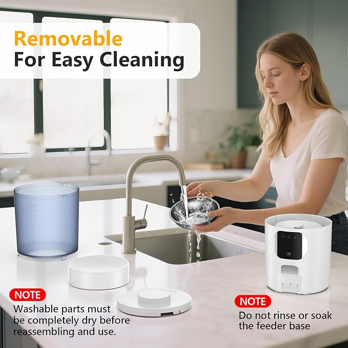 Automatic Cat Feeder with 1080P Camera, Two-Way Audio, APP Timed Auto Control Meals, 6L Dry Food Dispenser, 2.4G / 5G WiFi