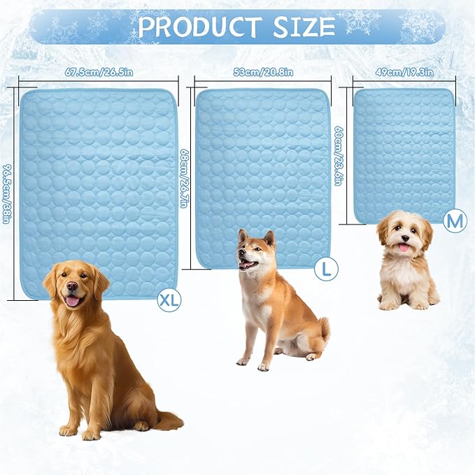 Dog Cooling Mat,2025 Upgrade Pet Cooling Mat for Dogs Cats,Summer Ice Silk Cool Mats & Sleeping Pad for Indoor or Outdoor,Perfect as Blanket for Kennel Sofa Bed Floor Car (Blue, Medium, 23.6"x19.3")