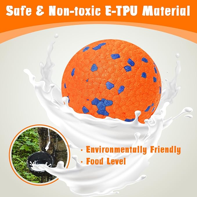 Dog Balls for Aggressive Chewers, Indestructible Bouncy Floating Balls for Training Dog Catch and Fetch, Sturdy Solid Tennis Ball Toys for Large Medium Small Dogs - 2.75in - Orange - 4pcs