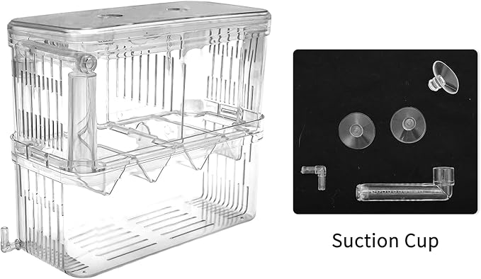 Fish Breeder Box, Easy-to-Use Breeder Tank Divider, Breeder Box for Fish Tank, Versatile Breeder System, XL, Clear, 1 Set