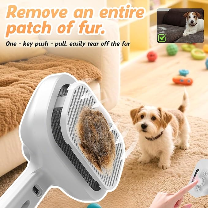 Pet Steam Brush Set for Dogs, 2025 New Self-Cleaning Pet Brush, Multi-Function Pets Hair Removal Brushes for Home Use, Portable Dog Cat Grooming Brushes for Pets Owners (Grey)