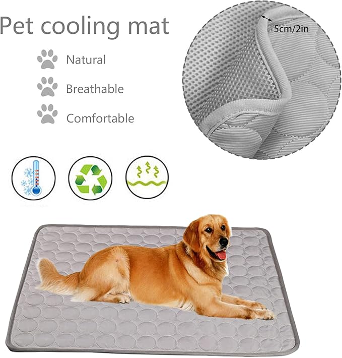 2025 New Dog Cooling Mat, Washable Portable Pet Coolings Pad for Dogs, Portable Dog Cool Bed for Indoor Outdoor- Keep Chill (Grey, X-Large, 38"x26.5")