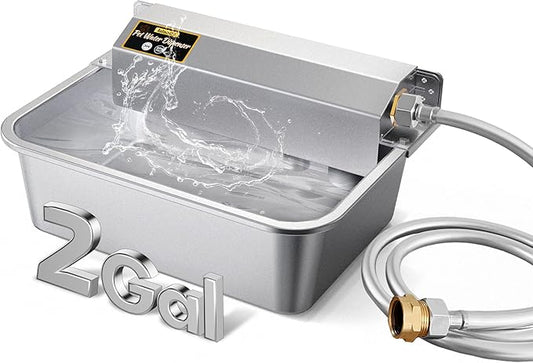 Automatic Dog Water Dispenser, 2 Gallons 304 Stainless Steel Large Dog Water Bowl Dispenser for Indoor/Outdoor, Pet & Livestock Water Feeder, Auto Fill, Fits GHT 3/4" Faucet, Easy to Clean