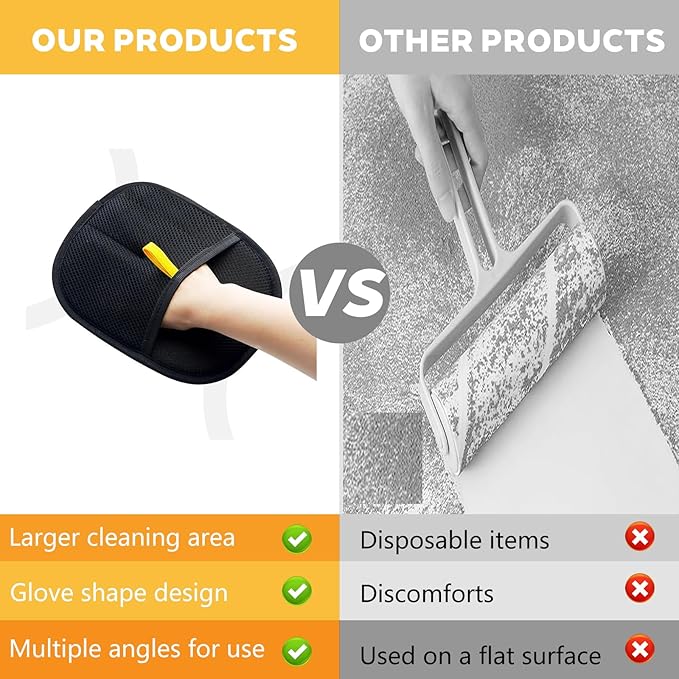 Electrostatic Pets Hair Remover Mitt – Hair Removal Glove to Remove Cat Hair & Dog Fur – Reusable Pet Hair Removal Mitt for Furniture, Couch, Carpet Peonly Hand Fur Remover Tool (2)