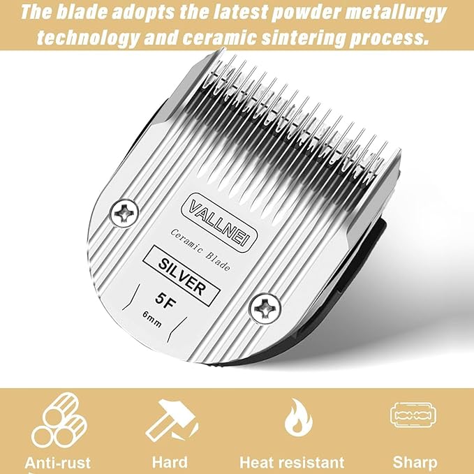 Detachable Adjustable Pet Dog Grooming Clipper 5-in-1 Blade Compatible with WAHL Professional Animal Blade Arco, Bravura, Chromado, Creativa, Figura, and Motion Pet, Dog, and Horse Clippers(5F)(2PACK)