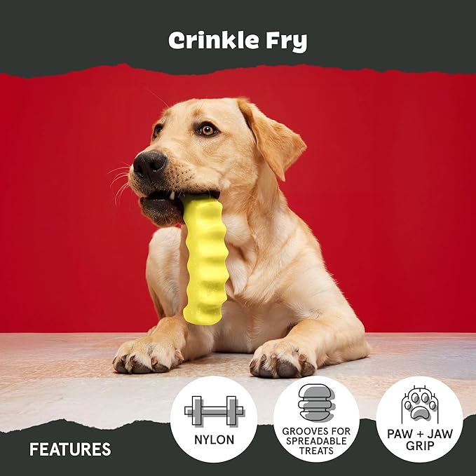 Barkbox Crinkle Fry Dog Toy for Large Dogs, Super Tough Nylon Construction for Aggressive Chewers and Designed for Durable Playtime