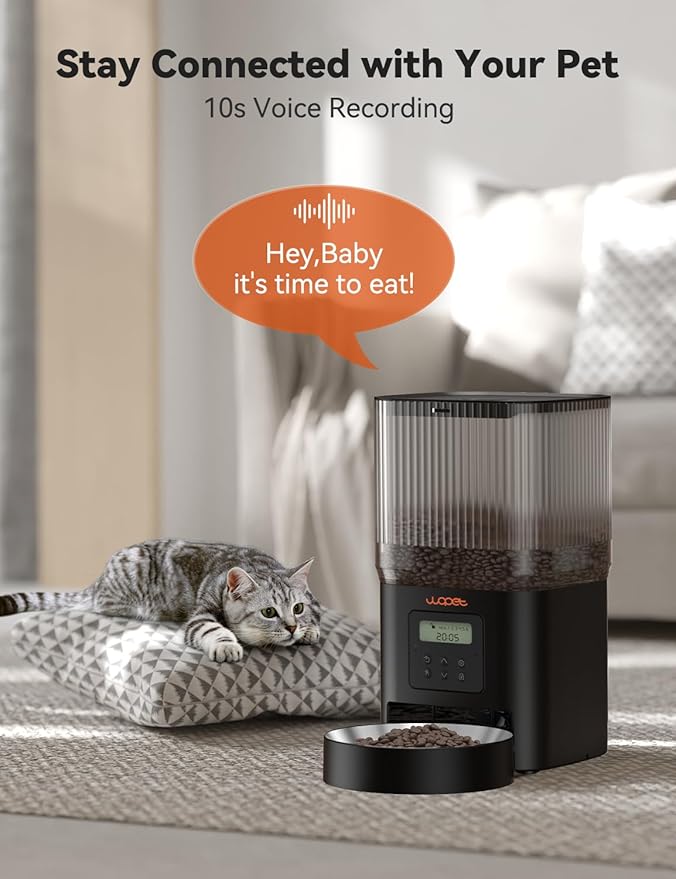 WOPET Automatic Cat Feeder (Black Cat Feeder, Regular)