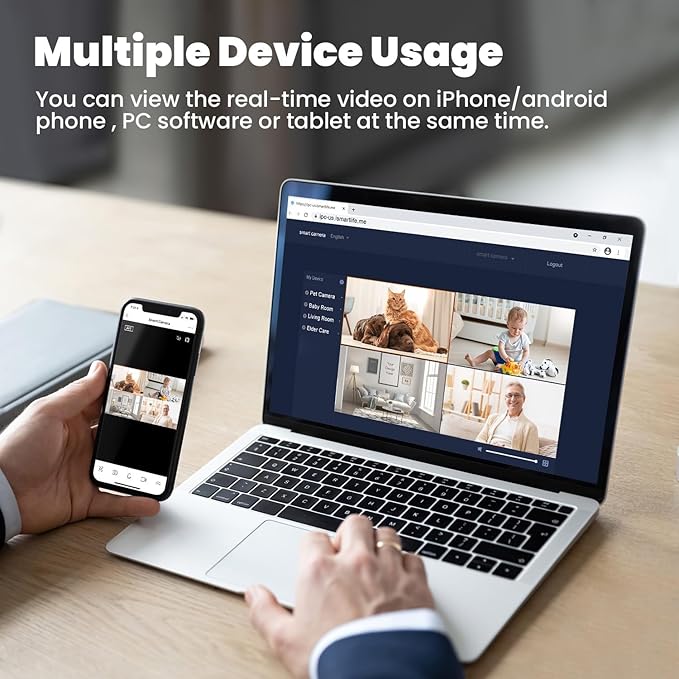 litokam 360 Cameras for Home Security 2K, 2 Pack Indoor Security Camera for Baby/Pet/Nanny with Night Vision, 2.4 GHz Smart WiFi Cam with Motion Detection & Two Way Audio