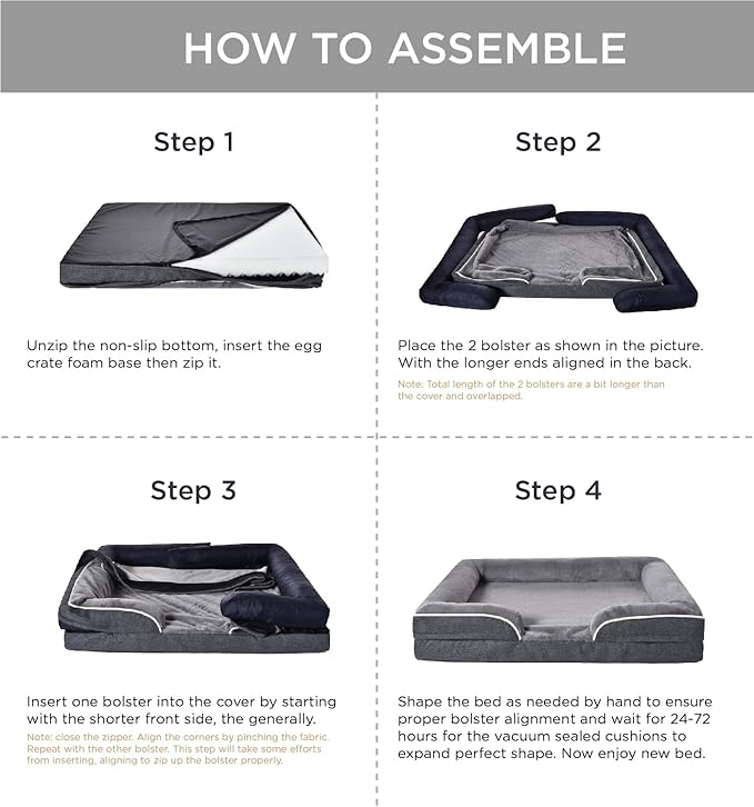 Made4Pets Orthopedic Dog Bed for Extra Large Dogs, Supportive Foam XL Pet Bed Sofa with Washable Removable Cover, Waterproof Large Dog Couch Bed, Non-Slip Bottom and Egg-Crate Foam, Brown