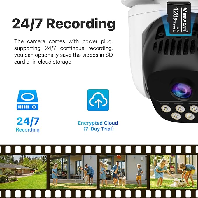 VSTARCAM 3MP+3MP Dual-Lens Outdoor Security Camera Wireless, 2K, 360° View, Color Night Vision, PIR Motion Detection, Spotlight Siren Alarm, 2-Way Talk, IP66 Weatherproof, Cloud/SD Storage