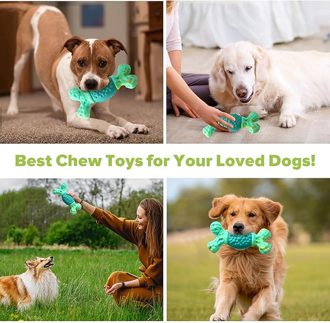 Rensh Tough Dog Chew Toys for Aggressive Chewers, Almost Indestructible Dog Toys for Medium Large Breed, Super Bone Chew Toy to Keep Them Busy & Reduce Boredom, Teeth Cleaning & Training, Milk Flavor