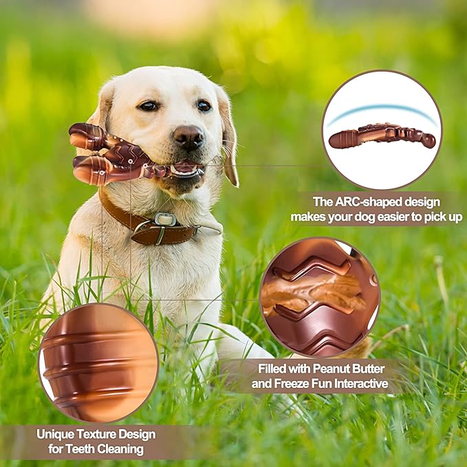 KXK Indestructible Dog Toys for Aggressive Chewers, Chew Toys for Large Medium Breed, Tough Dog Toys with Real Beef Flavor, Durable Nylon Teething Chew Toys for Large Medium Small