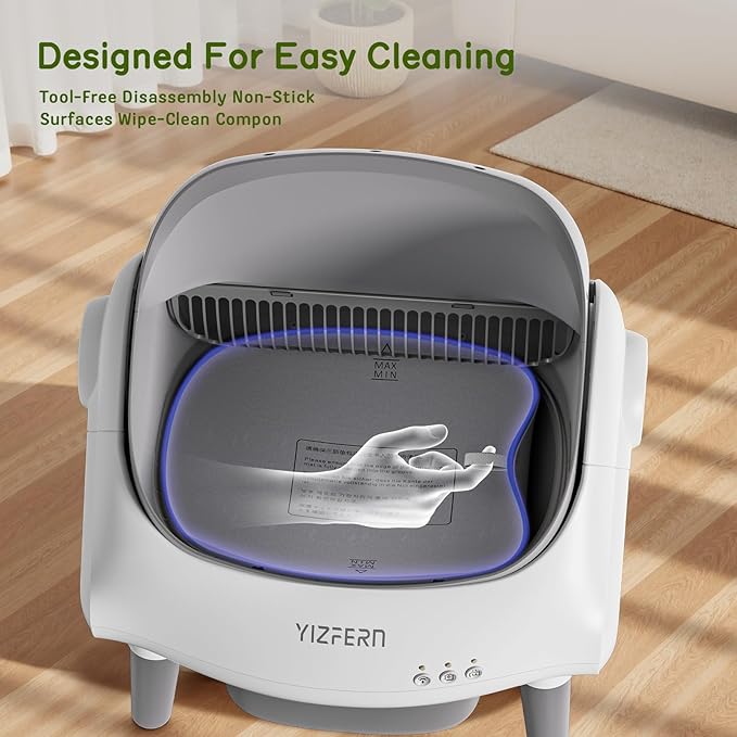 Self Cleaning Litter Box for Multiple Cats, Automatic Cat Litter Box with App Control, Open Top Design, Safety Protection, Ultra-Quiet, Includes Waste Bags, Large Waste Bin, & Brush (White)
