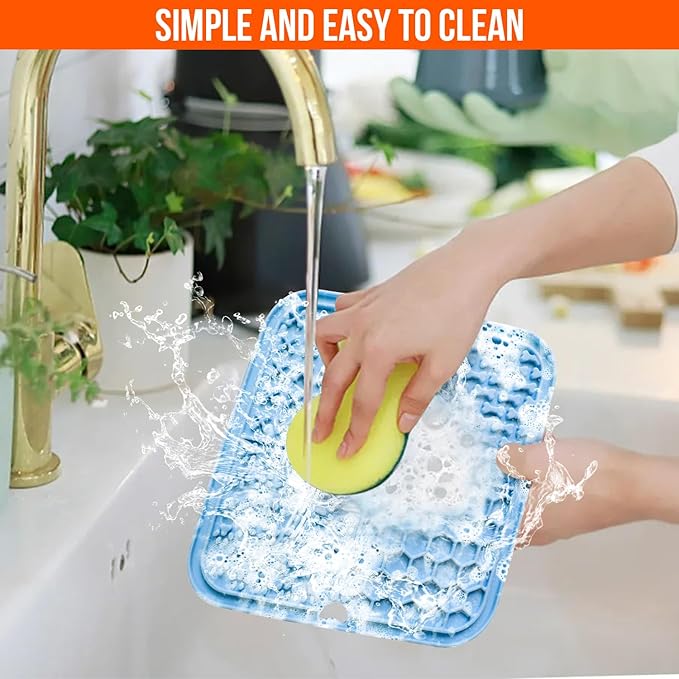 3 Pcs Licking Mat for Dogs and Cats Set, 3 Lick Mats with Suction Cups for Dog Anxiety Relief, Cat Lick Pad,3 Spoons and 3 Silicone lids for pet Canning(9 Pcs in Total)