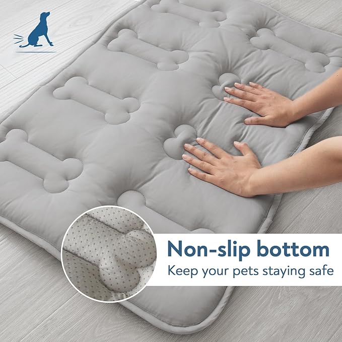 Magik & Kover Summer Dog Cooling Mat, 2 Pack 42" x 28" Indoor Outdoor Cooling Mat for Dogs Large, Machine Washable Thickened Non-Slip Cool Pad for Dogs Cats, Grey