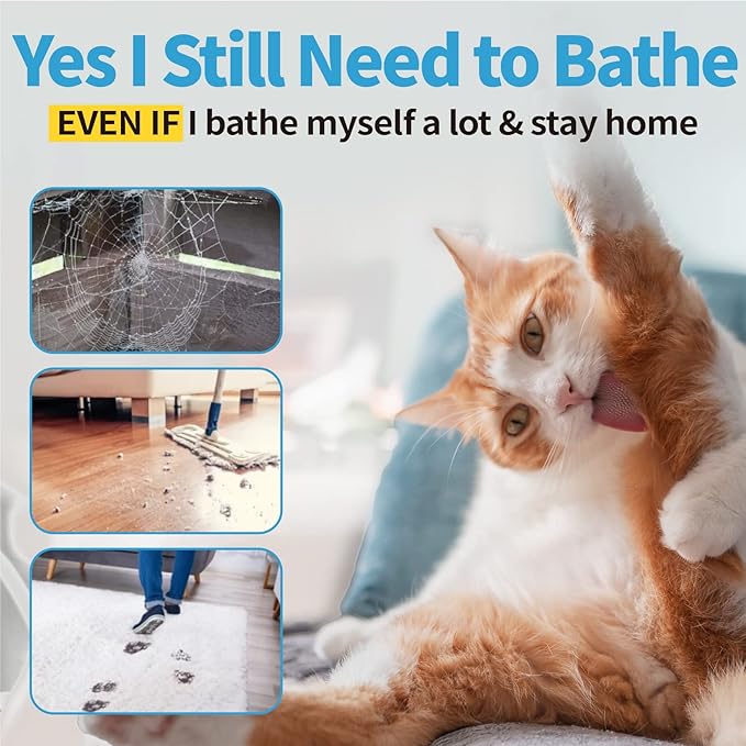 Mooncat Waterless Shampoo & Brush Kit for Longhair Cats | Complete Grooming System for Detangling, Deshedding & Matted Fur | Licking Safe No-Rinse Foam with Gentle Silicone Massager - Made in Taiwan