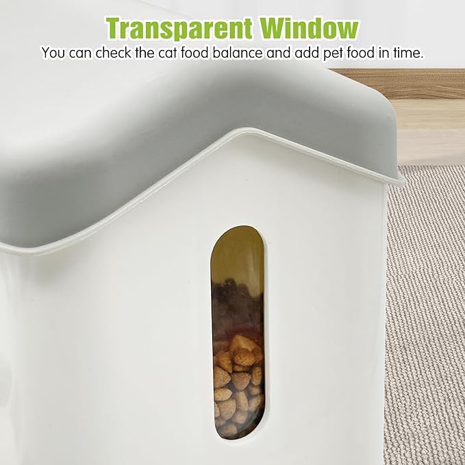 Fhiny Gravity Cat Feeder and Water Dispenser, 2 in 1 Gravity Feeder Cat Dry Food & Waterer Removable Ceramic Bowl Pet Food Storage Self Feeding Station for Indoor Cat Kitten Puppy Easy Clean (Grey)