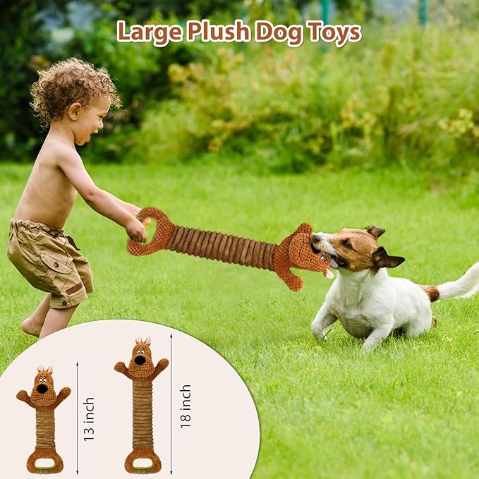 Dog Toys Interactive Tug of War Puppy Toys with Crinkle Paperand Squeaker, Plush Large Dog Chew Toy Pull Pet Toy for Small, Medium and Large Dogs