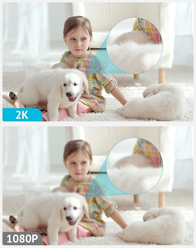 LaView Security Cameras 2k with Color Night Vision, 4MP Cameras for Home Security with Motion Detection, Two-Way Audio, Indoor WiFi Camera for Baby/Pet, Alexa, USA Cloud Service,White