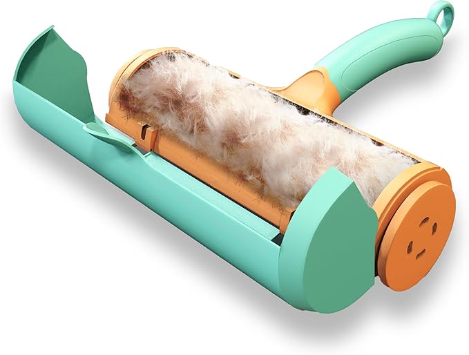 CALMZY Pet Hair Removal Tool, Reusable Lint Roller for Pet Hair, Dog Hair Remover Couch for Cleaning Rug, Carpet, Bed, Cat Hair Remover & Updated 2025, Pet Hair Remover Roller (Green and Orange)