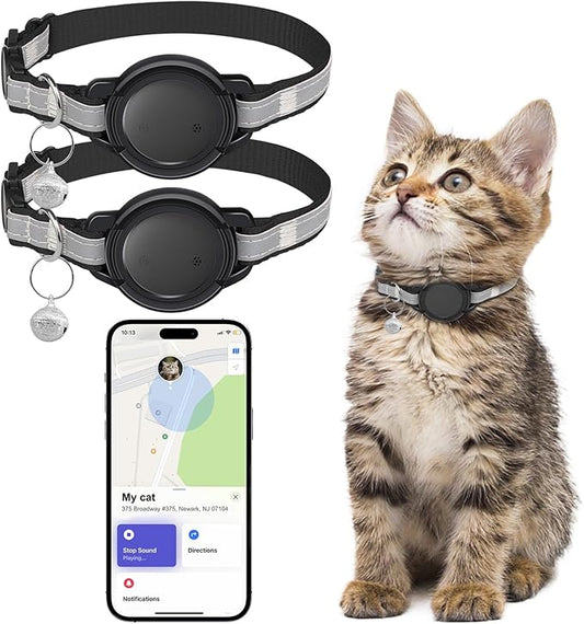 GPS Tracker for Cats (2 Pack), Mini GPS Cat Tracker, Smart Pet Activity Tracker, No Monthly Fee, Compatible with Apple Find My(iOS Only), Anti-Lost, Finder Tag for Vehicles, Pets, Kids, Items