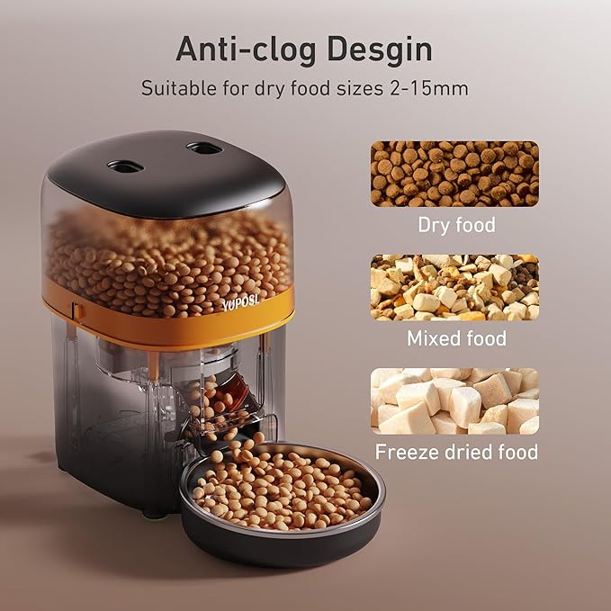 Automatic Cat Feeder - 2L Cat Food Dispenser, Timed Auto Pet Feeder with 180-day Battery Life, 1-6 Meals Per Day, 1-16 Portion, Desiccant Bag Keeps Dry Food Fresh, Also for Small Dogs