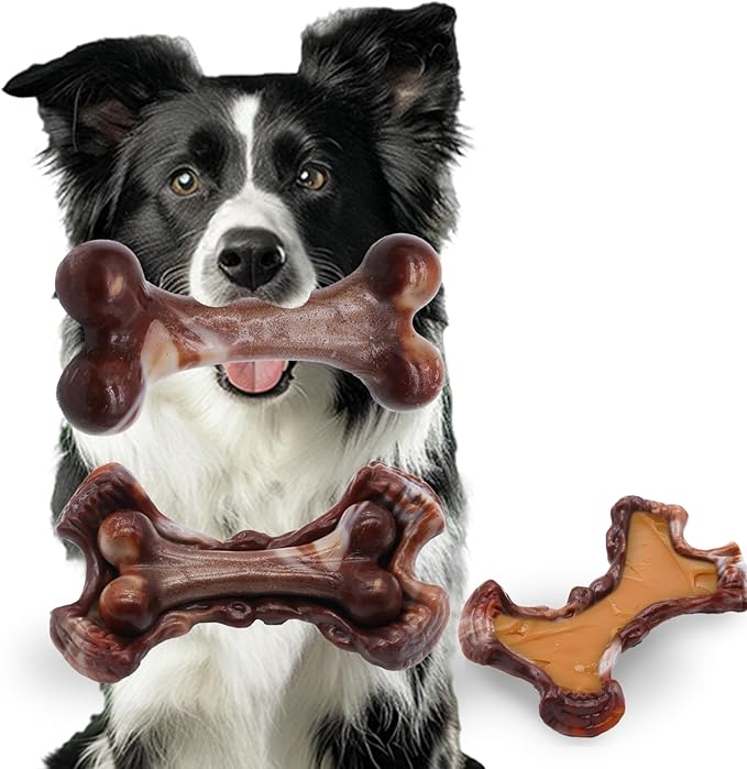 Magicorange Tough Dog Toys, Chew Toys for Aggressive Chewers, Dog Bone Toy Nylon Almost Indestructible Dogs Toy for Teeth Cleaning and Training (Brown)