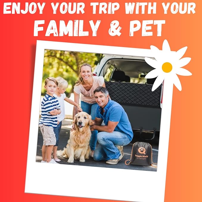 Doggie World Dog Car Seat Cover for Back Seat for Cars & SUVs - Durable Pet Car Seat Cover Backseat Protector, Nonslip Dog Hammock for Car, Waterproof Scratchproof Rear Seat Cover Against Dirt, Fur