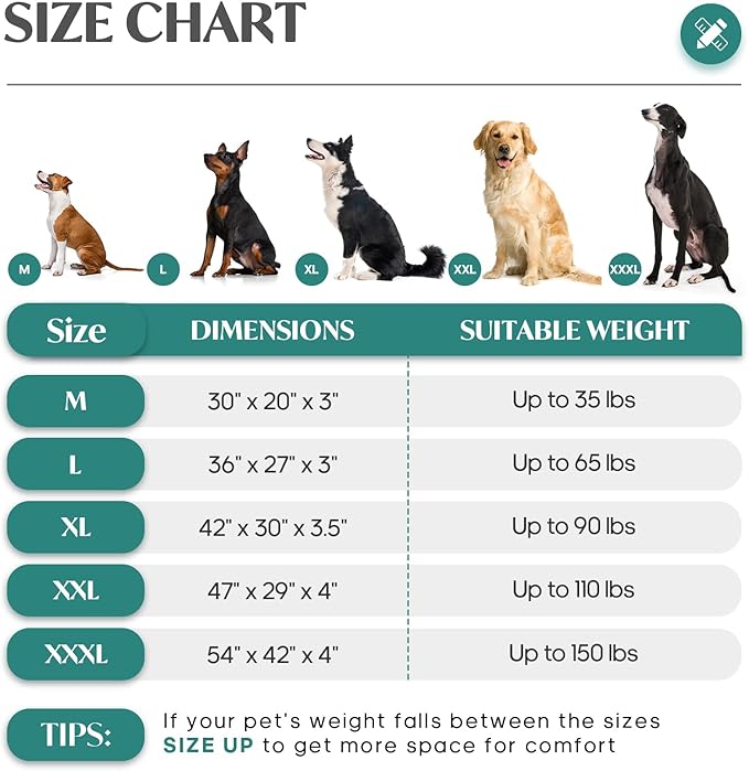 Large Dog Bed for Dogs up to 65 lbs with Orthopedic Foam Waterproof Cover Removable and Washable Cover Fluffy Dog Crate Bed with Non-Slip Bottom