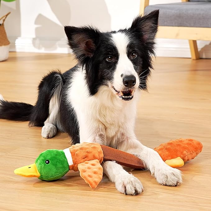 Extra Large Dog Toy, Durable Dog Toy for Large Breed, 20 Inch Tug of War Dog Interactive Toy, Stuffed Animal Dog Chew Toy with Crinkle Paper for Small, Middle and Big Dogs(Duck)