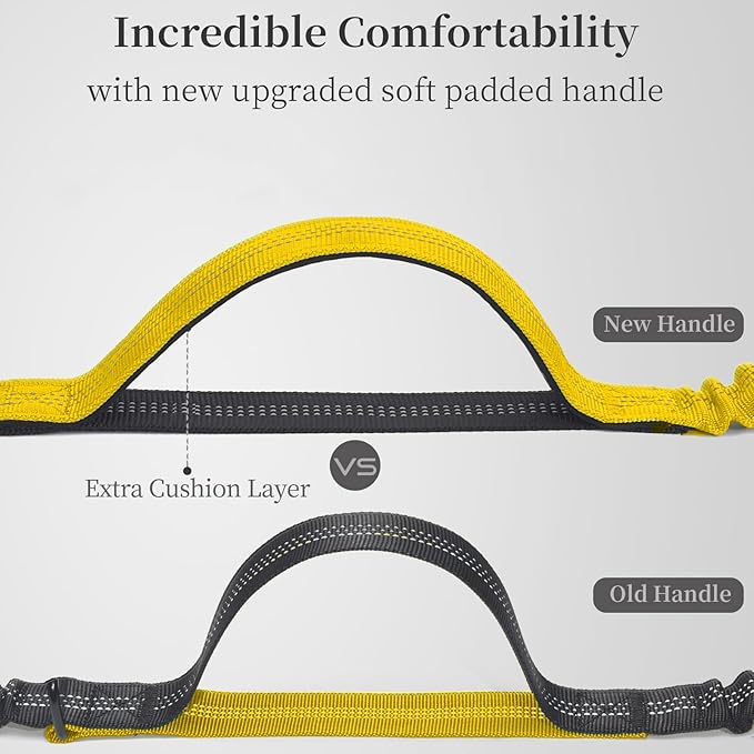 iYoShop Retractable Hands Free Dog Leash - Dual Handle Bungee Waist Leash for Small, Medium and Large Dogs (Medium/Large, 25-150 lbs, Blazing Yellow)