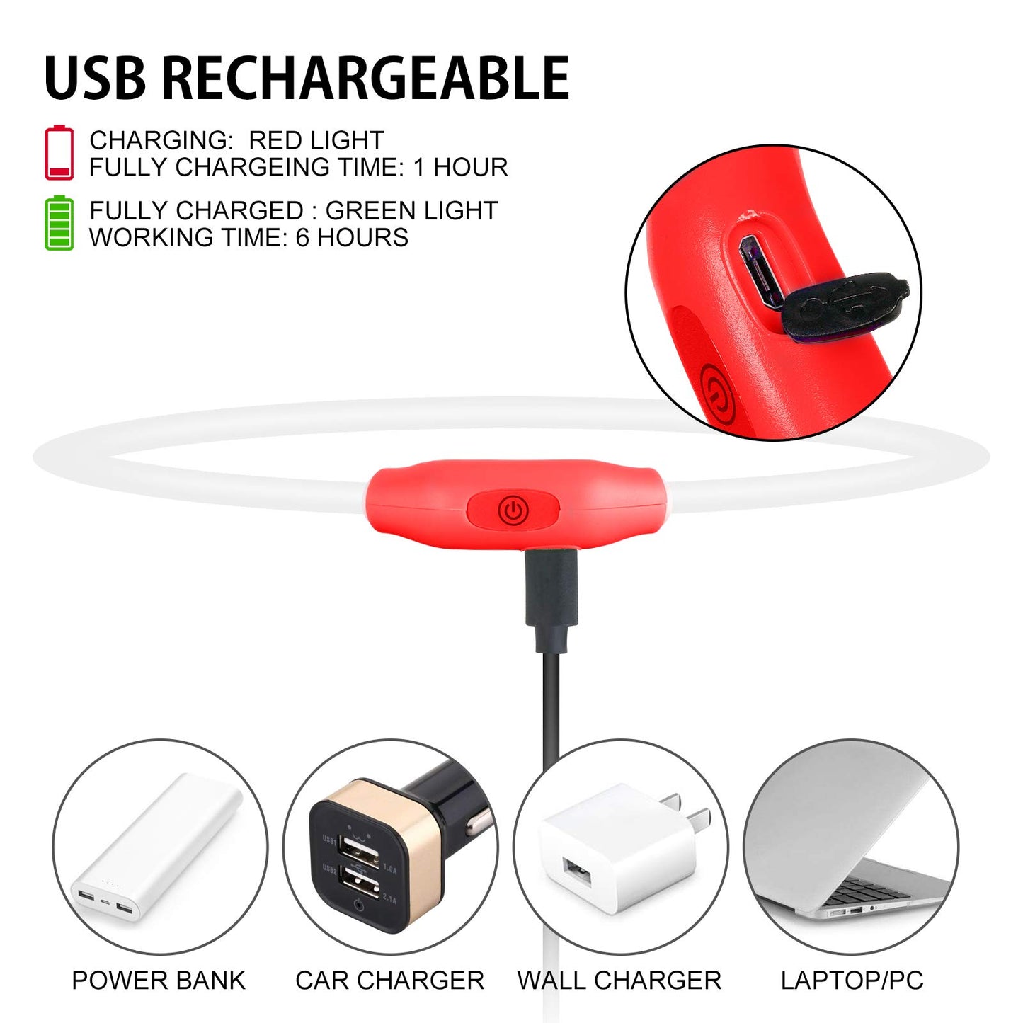 2-Pack LED Dog Collar, Light Up Dog Collars,Rechargeable Dog Lights for Night Walking,Universal, Reusable Safety Necklace for Small Medium Large Dogs RED&Pink