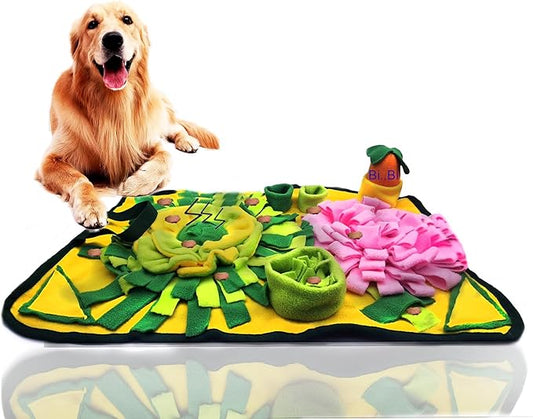 Dogs Snuffle Mat Pet Feeding Mats Puppy Sniffing Pad,Cat Doggies Interactive Puzzle Toys for Multiple Breeds Encourages Natural Foraging Skills,Training and Stress Release (Yellow)