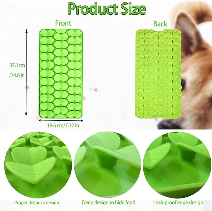 Medium Silicone Snuffle Mat for Small Medium Dogs Cats Slow Down Eating,Slow Feeder Lick Mat for Dry Wet Food for Pet Training Smell,Encourages Natural Foraging Skill,Relieving Stress (Green)