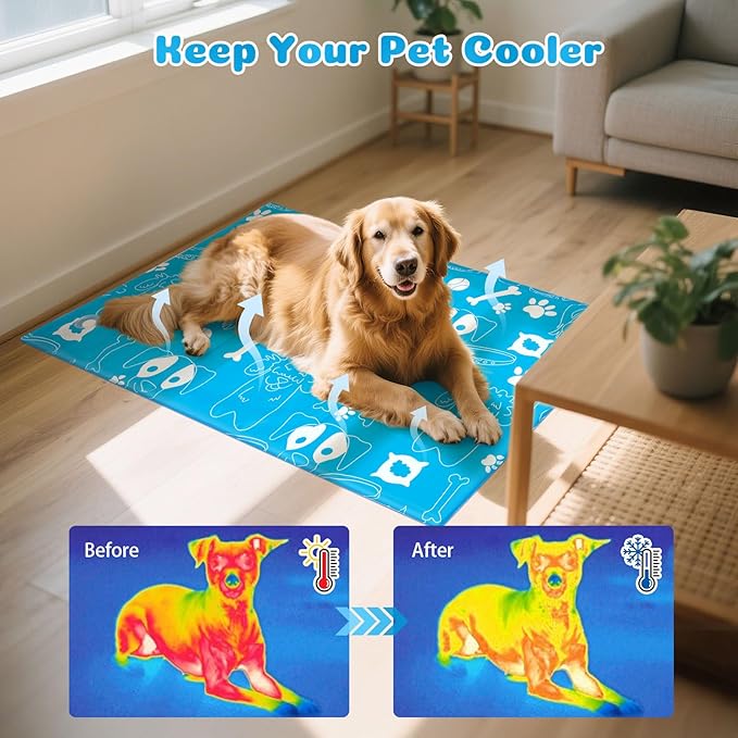 Ownpets Dog Cooling Mat, XX-Large 47"x 31" Instant Cooling Pet Pad, Thickened Portable Pet Cool Pad for Dogs and Cats, Leakproof Water-Filled Summer Relief Mat for Crate, Floor, Car, Outdoor