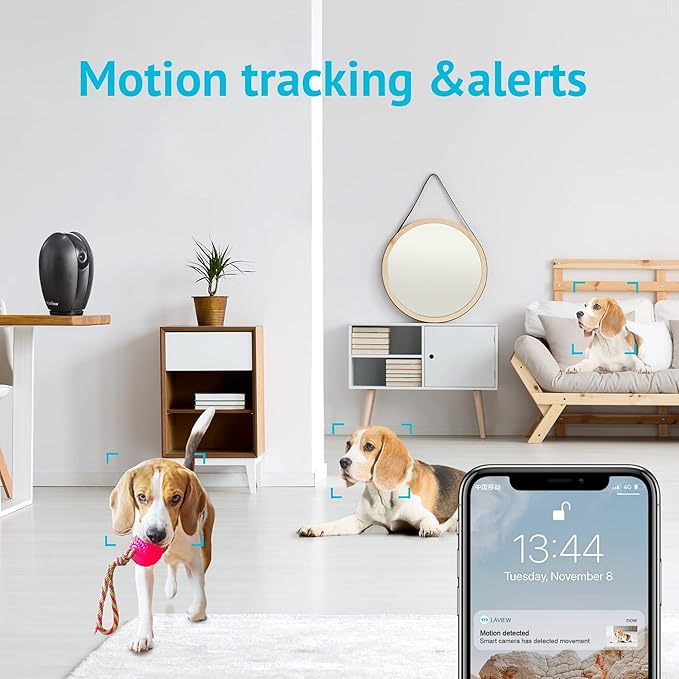 LaView Security Cameras 2k with Color Night Vision, 4MP Cameras for Home Security with Motion Detection, Two-Way Audio, Indoor WiFi Camera for Baby/Pet, Alexa, USA Cloud Service,Black