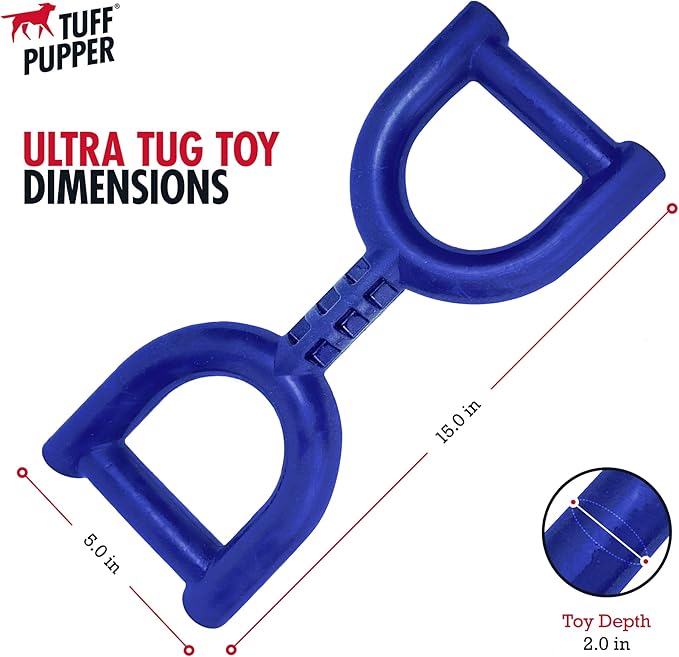 SuperChewy Tough Tug Pull Toy | Lifetime Replacement | Strong Natural Rubber | Interactive Tug-of-War Toy for Dogs | Ultra Durable Chew Toys for Aggressive Chewers | for Medium & Large Breeds