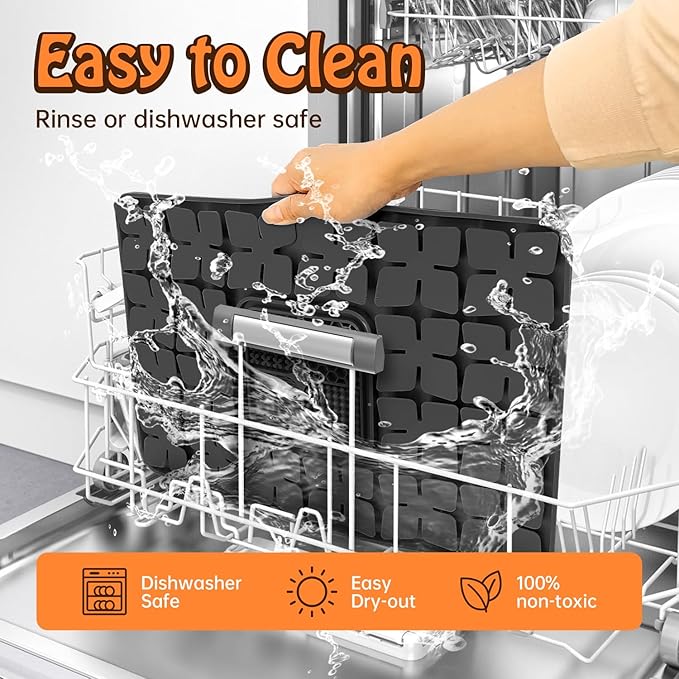 Lick Snuffle Mat for Dogs & Cats with Suction Cups, 2 in 1 Silicone Pet Food Mats Interactive Slow Feeder Licking Toy for Anxiety Relief, Upgraded Lick Mats for All Breeds (Grey, 16.7in x 11.4in)