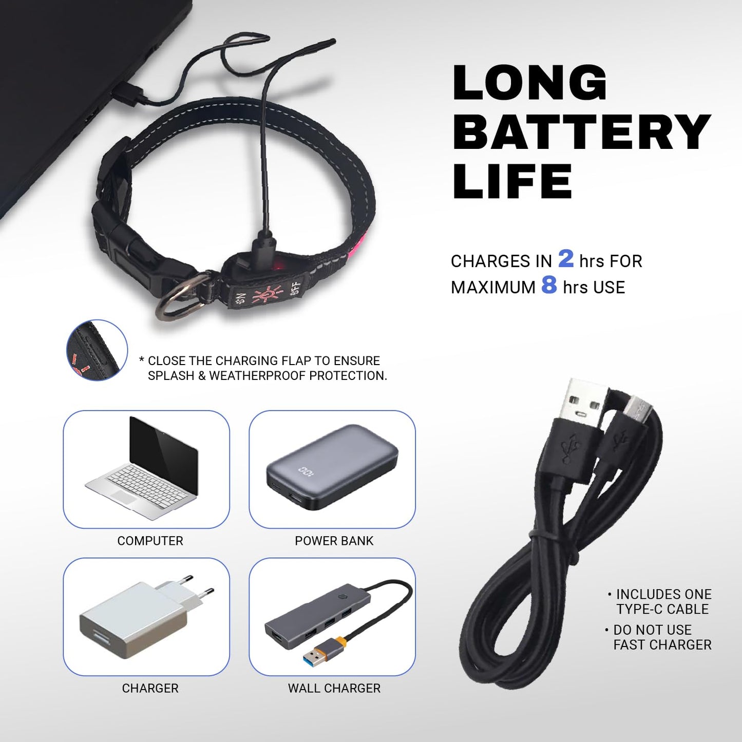 ZAPRIX LED Dog Collar - Bright Premium Weatherproof Light Up Collar for Pet Safety, USB C Rechargeable & Adjustable for Small, Medium & Large Dogs (Multicolor, Medium)