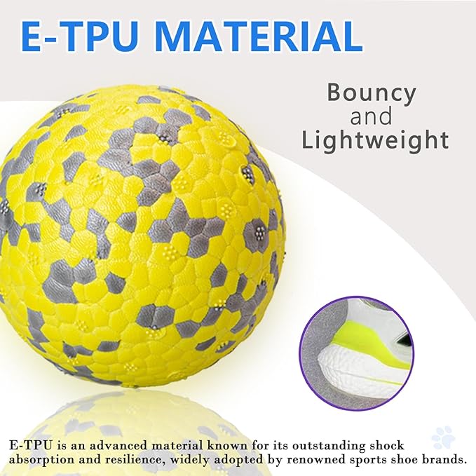 Dog Tennis Balls for Aggressive Chewers, Indestructible Dog Balls for Fetch Game, Durable Bouncy Lightweight Floating Toys (1 White + 1 Yellow, Small (2.5" Diameter))