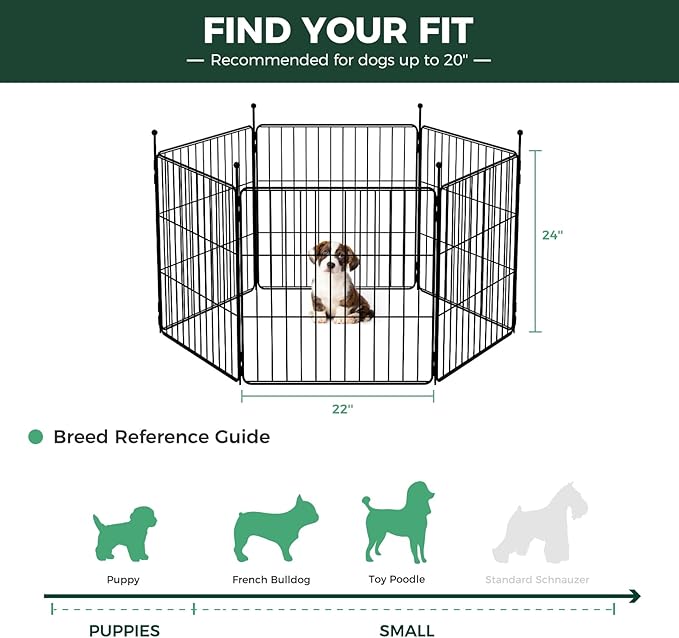 FXW MiniPaws Unleashed Dog Playpen for Yard & RV Camping, Expandable 24-inch 6 Panels for Puppies and Small Dogs, Portable for Indoor and Outdoor Use