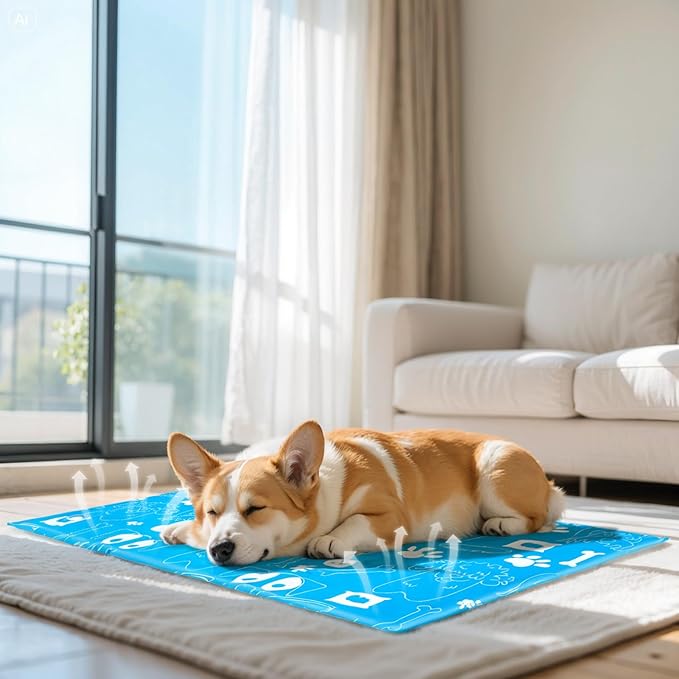 Ownpets Dog Cooling Mat, Large 39"x 23" Instant Cooling Pet Pad, Thickened Portable Pet Cool Pad for Dogs and Cats, Leakproof Water-Filled Summer Relief Mat for Crate, Floor, Car, Outdoor